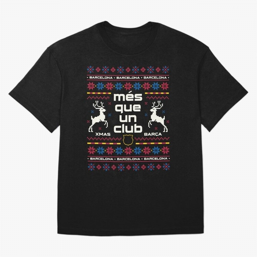 FC Barcelona Christmas Classic T-Shirt Celebrate Football Heritage in FIFA World Cup 2026 Group Stage for Fans of Messi and Cristiano Ronaldo and Spain, Bringing Football Festival Excitement, Trophy Ambitions, Country Rivalries and Star Player