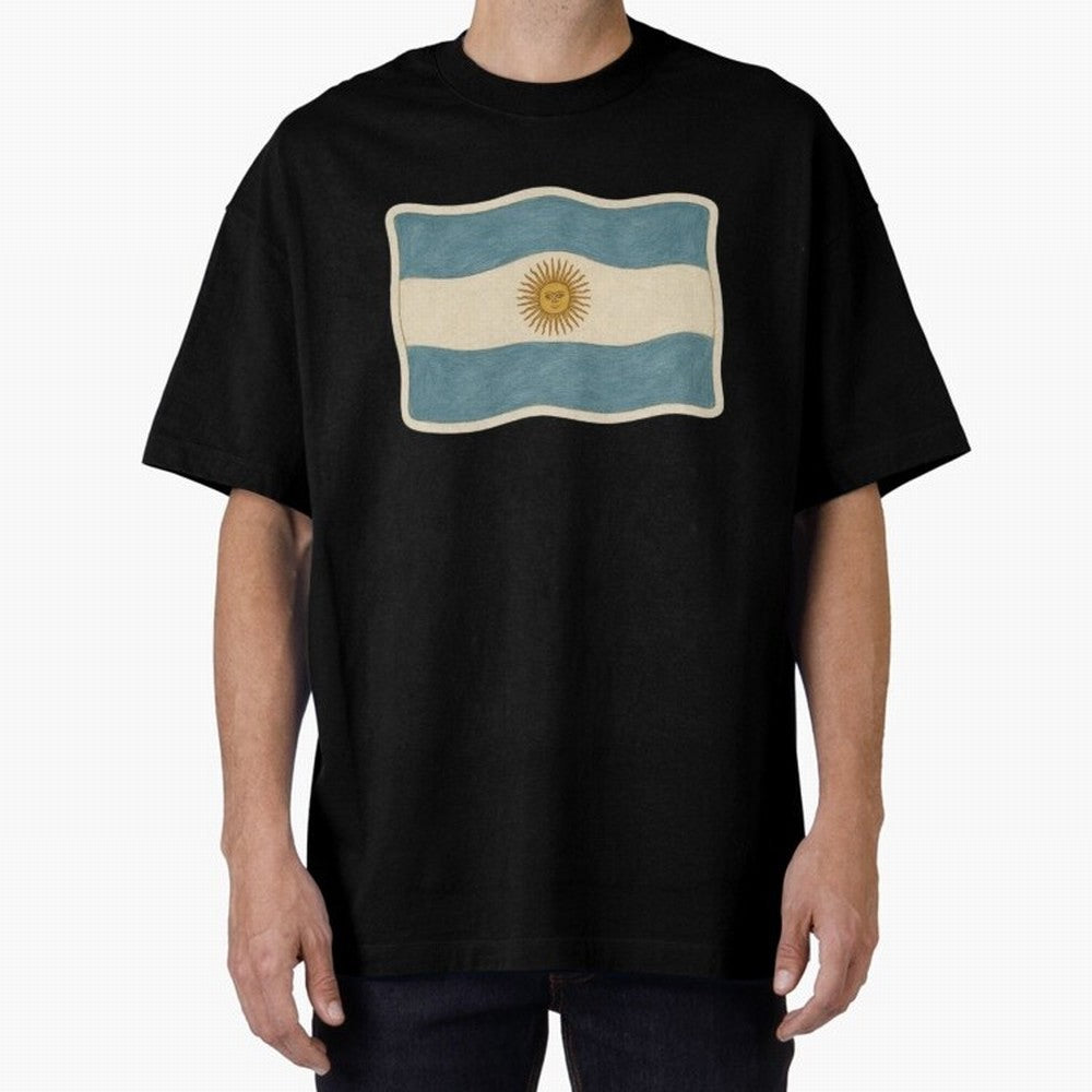 Argentina Flag Classic Sun of May National Design Classic T-Shirt Cheer through Every Moment of FIFA World Cup 2026 USA Canada Mexico Connected to Messi and Cristiano Ronaldo, France Energy, Retro Football Energy, Iconic Rivalries, Trophy Chase