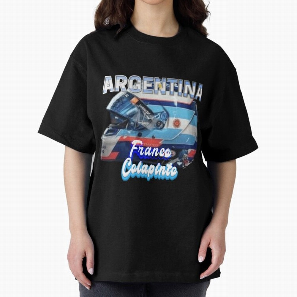 5306 Colapinto Helmet Argentina Oversized T-Shirt Show Passion for the Stars of Global Football Passion for FIFA World Cup 2026, Connected to Messi, Brazil, Championship Spirit, Famous Goals, Roaring Crowds and International Football Unity; Built