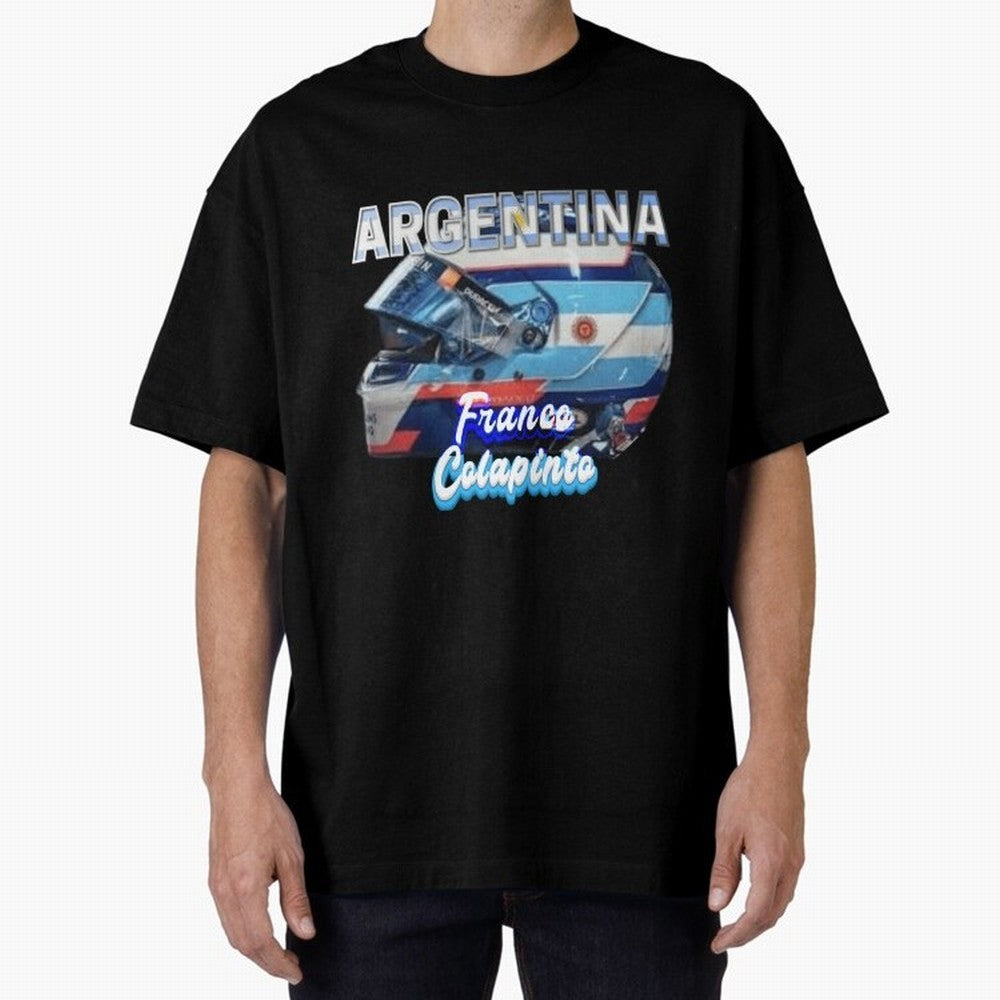 5306 Colapinto Helmet Argentina Oversized T-Shirt Show Passion for the Stars of Global Football Passion for FIFA World Cup 2026, Connected to Messi, Brazil, Championship Spirit, Famous Goals, Roaring Crowds and International Football Unity; Built