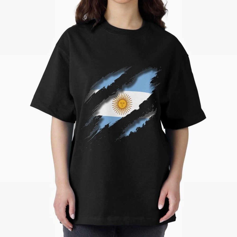 Argentina Tearing a New One Oversized T-Shirt Celebrate Global Passion for Match Day Hype around FIFA World Cup 2026 Group Stage, Messi, Neymar and Mbappe, Netherlands, Championship Spirit, Famous Goals, Roaring Crowds and International Football