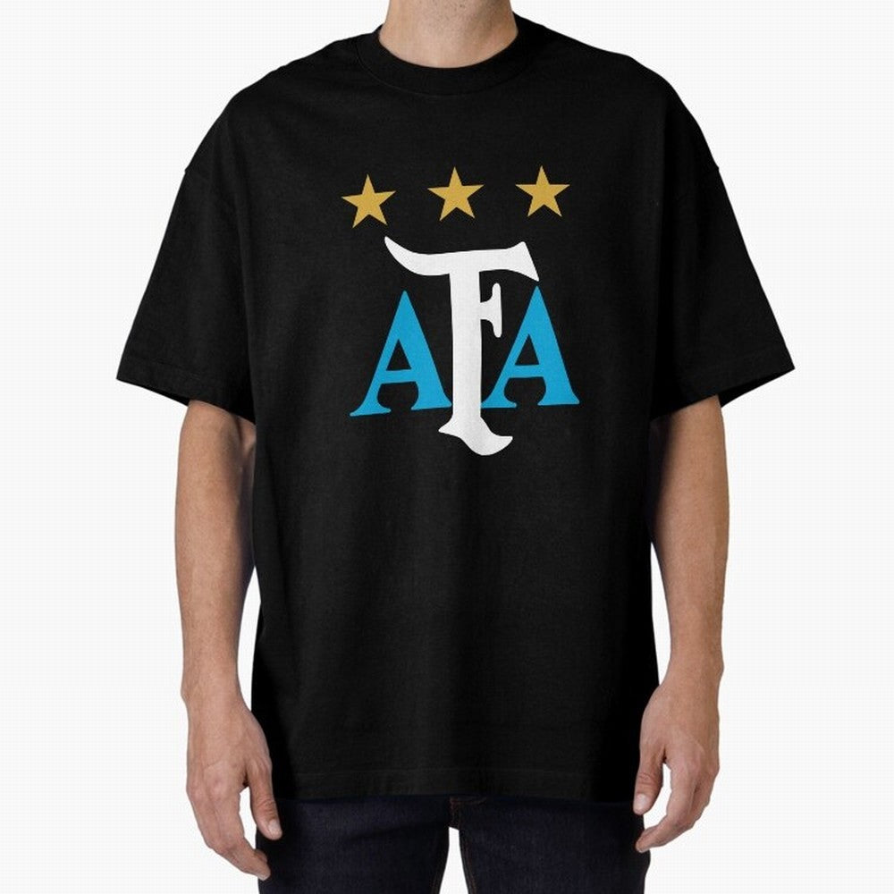 AFA logo - Argentina (light blue, white & gold) Oversized T-Shirt Represent Football Lovers during FIFA World Cup 2026 Spirit, Celebrating Brazil, Portugal and Argentina, CR7, Football History, Final Match Energy, Crowd Noise and Once in a Lifetime