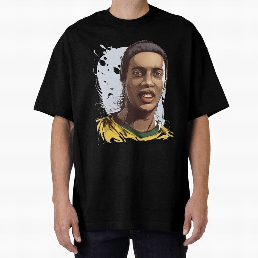 Illustration Ronaldinho Art Classic T-Shirt Bring Match Day Fire to FIFA World Cup 2026 Group Stage with Neymar, Haaland and Cristiano Ronaldo, England Energy, Championship Spirit, Famous Goals, Roaring Crowds and International Football Unity;