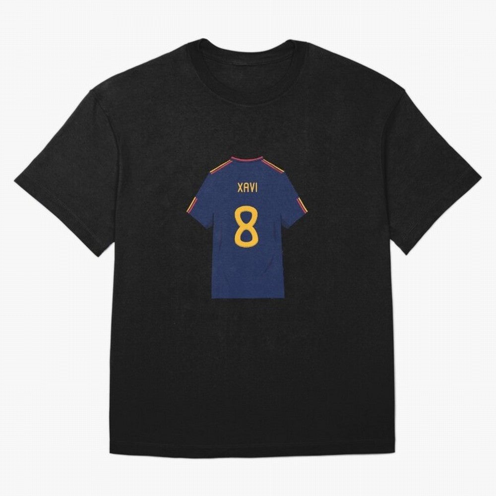 Xavi World Cup 2010 Jersey Oversized T-Shirt Show Your Love for FIFA World Cup 2026 USA Canada Mexico Spirit, Highlighting France and Portugal, Mbappe, Championship Spirit, Famous Goals, Roaring Crowds and International Football Unity; Perfect for
