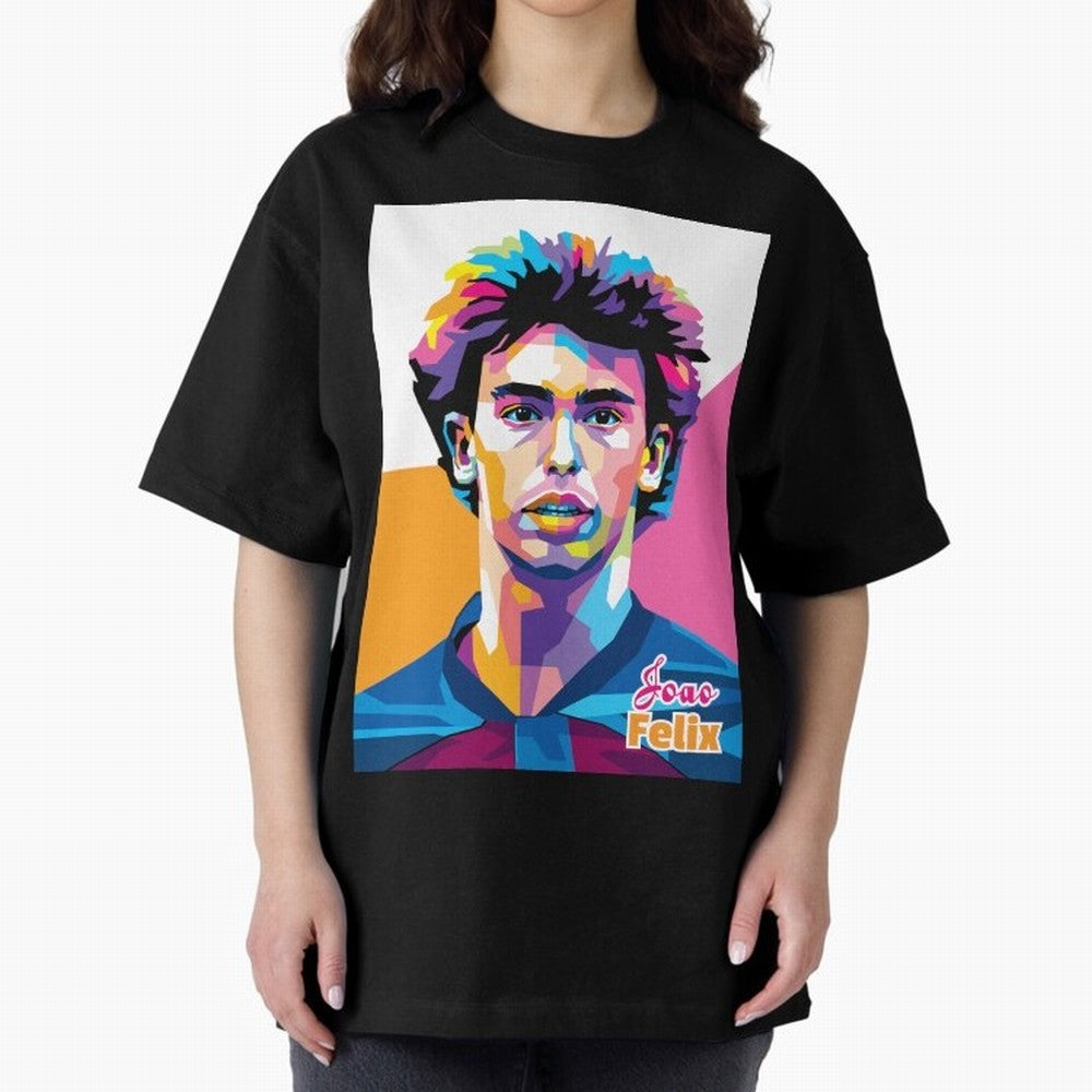 Joao Felix in WPAP Style Oversized T-Shirt Celebrate Fan Culture around FIFA World Cup 2026 USA Canada Mexico Spirit, Celebrating Argentina, France and Brazil, Messi, CR7 and Mbappe, Classic Soccer Heritage, Championship Pressure, Fan Loyalty and