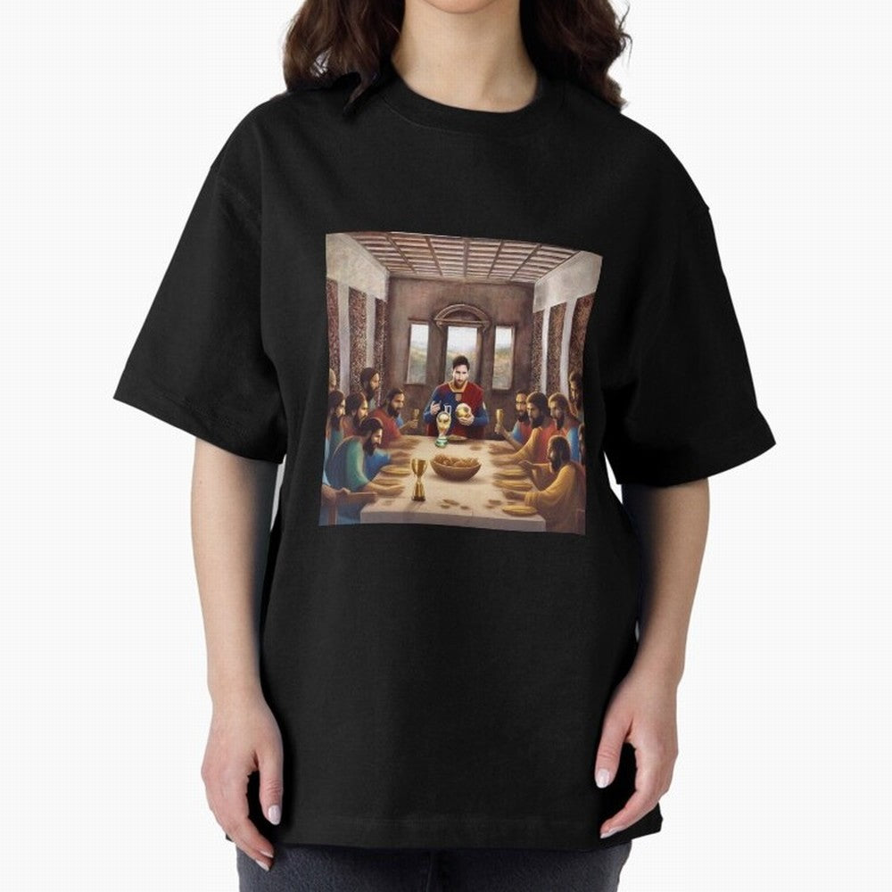 Messi The Last Supper Art Gift Limited Edition Oversized T-Shirt Bring a Vintage Feel to Global Football Passion for FIFA World Cup 2026 USA Canada Mexico, Made for Messi, Neymar and Mbappe, Brazil, Portugal and Argentina, Worldwide Fan Energy,
