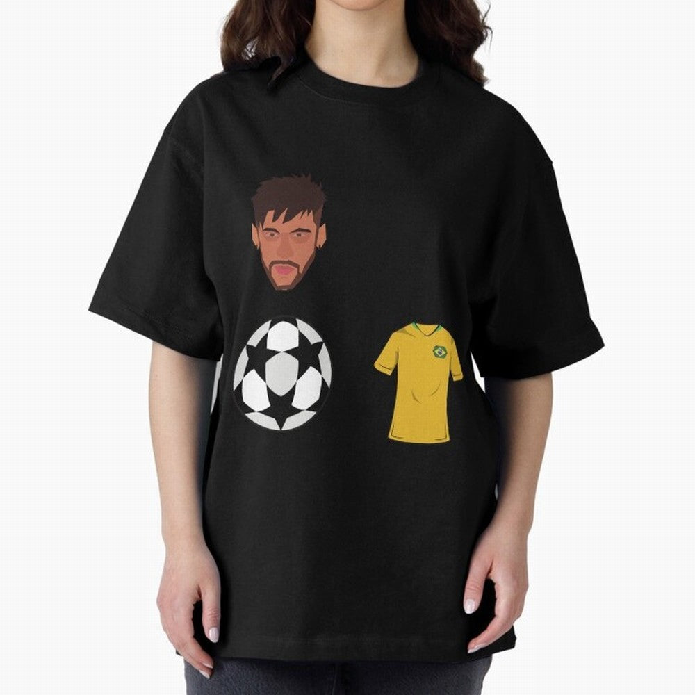 Neymar JR 10 - PSG X Brazil Oversized T-Shirt Join FIFA World Cup 2026 Group Stage for Fans of CR7 and Portugal, Spain and Germany, Bringing Retro Football Energy, Iconic Rivalries, Trophy Chase Drama and Stadium Atmosphere; Perfect for People Who