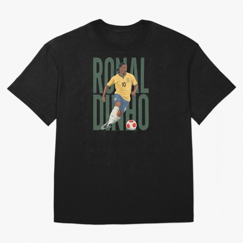 Ronaldinho Gaucho in action Minimalist Graphic Premium T-Shirt Celebrate Rivalries and Pride in Global Football Passion for FIFA World Cup 2026 USA Canada Mexico, Made for Neymar, Haaland and Cristiano Ronaldo, Argentina, Vintage Soccer Flavor,