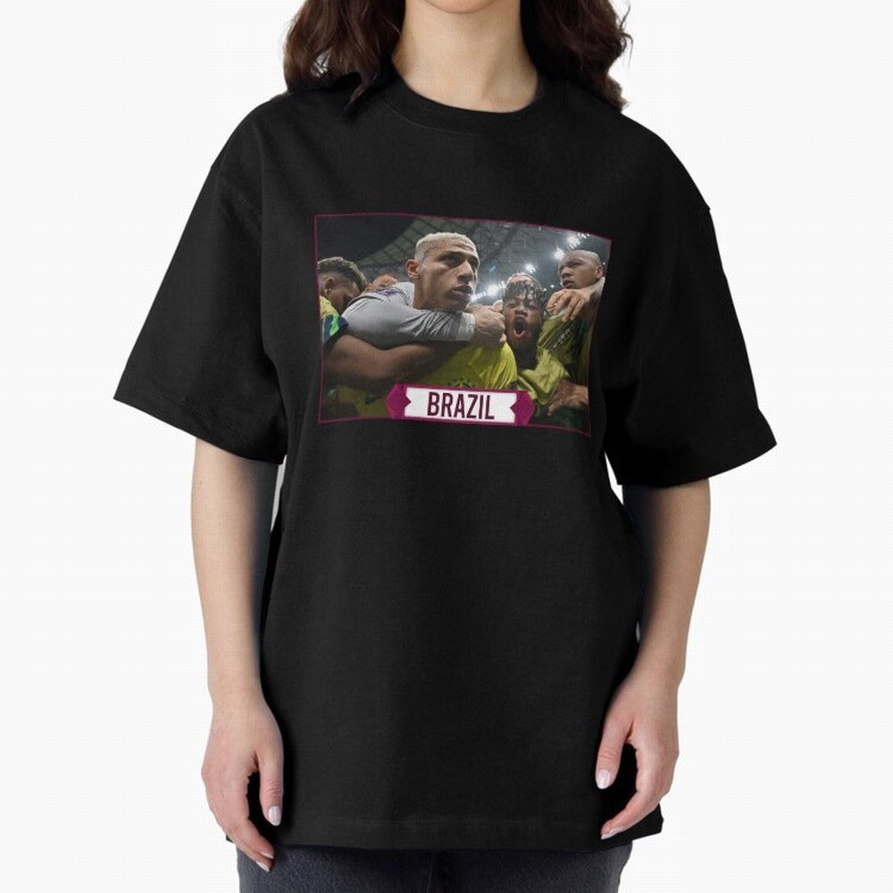 Brazil World Cup Oversized T-Shirt Honor the Football Icons of FIFA World Cup 2026 Group Stage Spirit, Highlighting France and Portugal, Messi, CR7 and Mbappe, Classic Soccer Heritage, Championship Pressure, Fan Loyalty and International Pride;