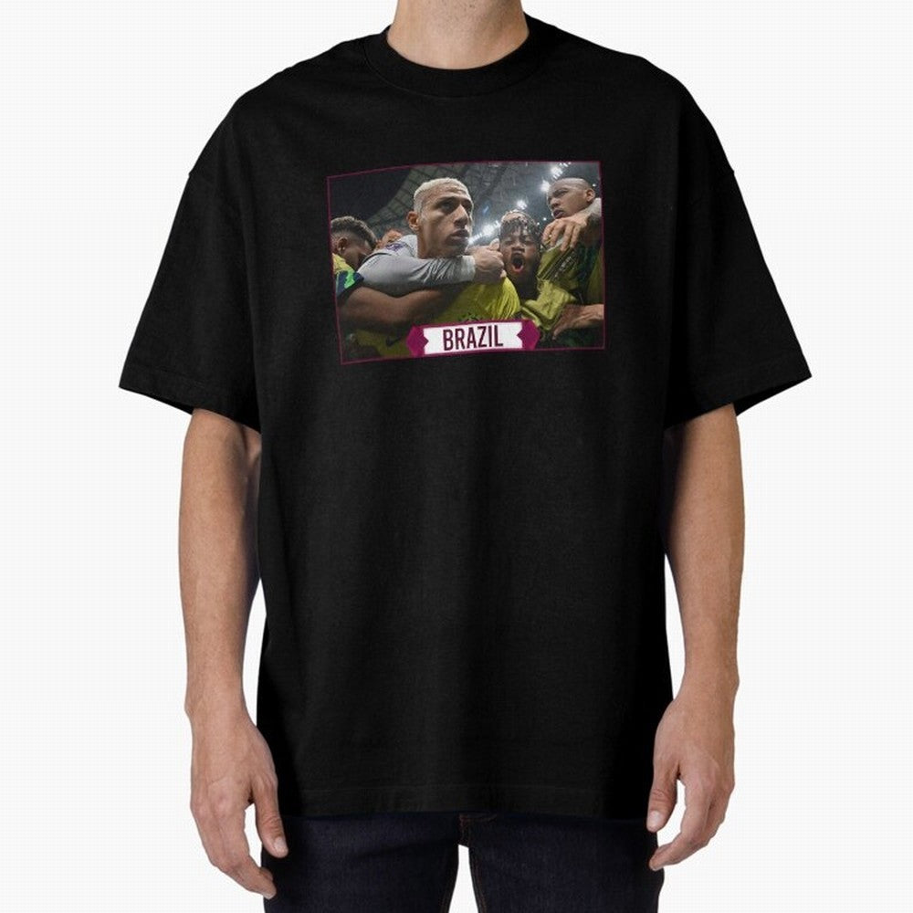 Brazil World Cup Oversized T-Shirt Honor the Football Icons of FIFA World Cup 2026 Group Stage Spirit, Highlighting France and Portugal, Messi, CR7 and Mbappe, Classic Soccer Heritage, Championship Pressure, Fan Loyalty and International Pride;