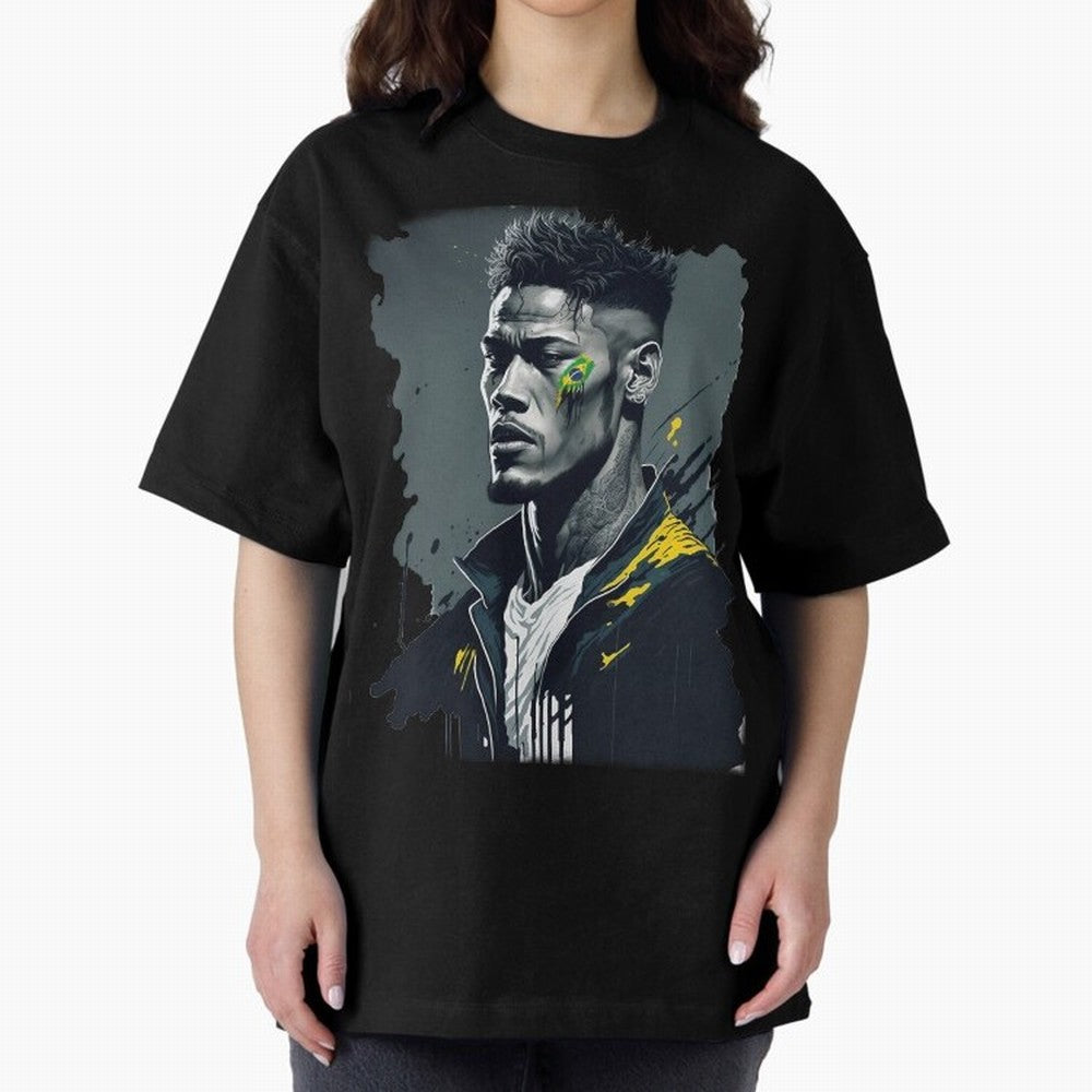 Neymar Jr. splash art Oversized T-Shirt Capture FIFA World Cup 2026 Group Stage Highlighting Cristiano Ronaldo, Portugal, Spain and Germany Energy, Championship Spirit, Famous Goals, Roaring Crowds and International Football Unity; Great for