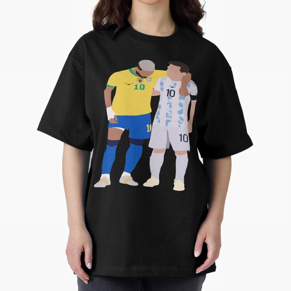 Messi and Neymar Copa America Friends Oversized T-Shirt Stand Out with Spirit from the FIFA World Cup 2026 Group Stage Journey through CR7 and Messi Highlights, Netherlands Pride, Soccer Culture, Superstar Moments, National Team Dreams and