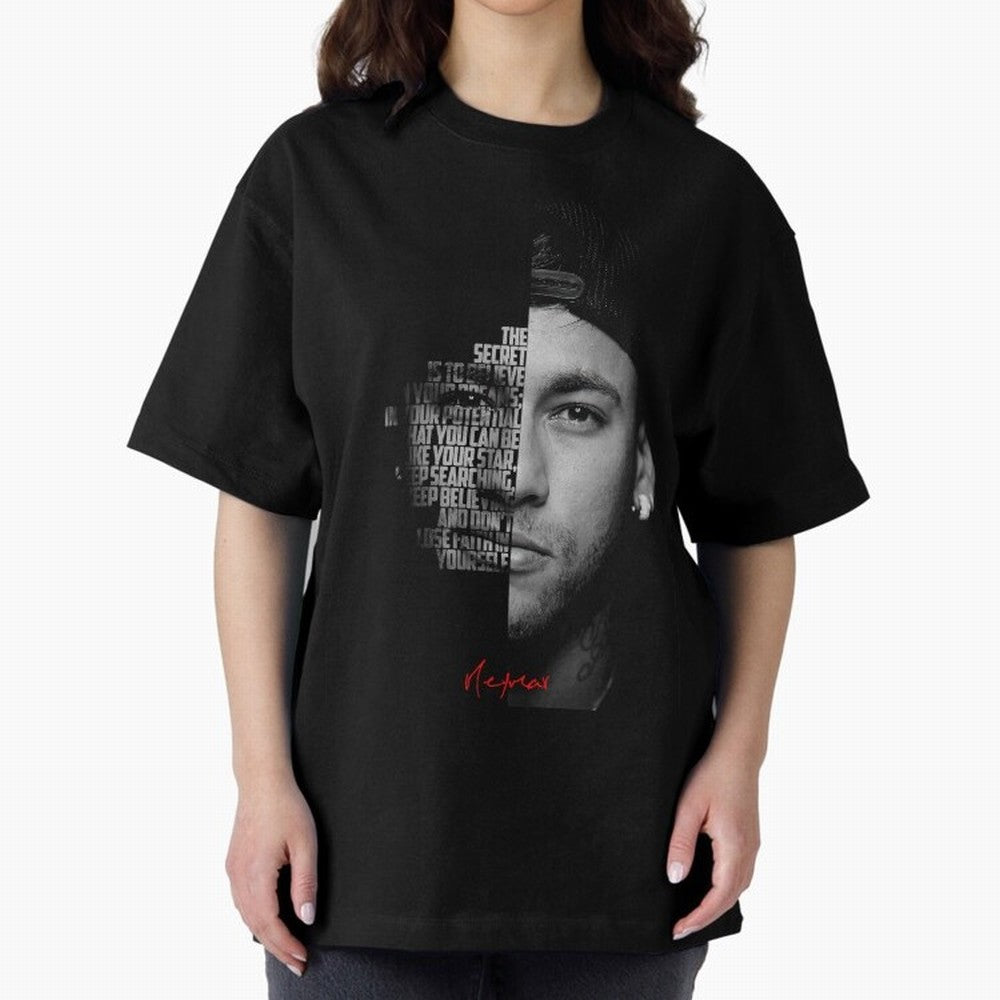 Black and white Neymar Jr quote. Oversized T-Shirt Fuel the Hype around FIFA World Cup 2026 USA Canada Mexico for Fans of Messi and Cristiano Ronaldo and Netherlands, Bringing Football Passion, Legendary Performances, Festival Vibes and Supporter