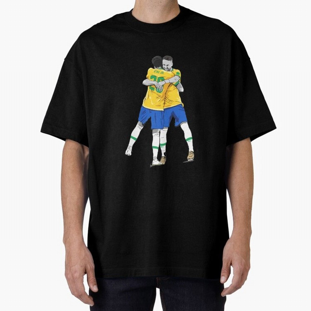 BRAZIL Neymar Jr and Vini Jr World Cup Celebration Oversized T-Shirt Treasure Global Football Passion for FIFA World Cup 2026 USA Canada Mexico, Inspired by Mbappe, Argentina, Stadium Chants, National Pride, Trophy Dreams and Unforgettable Football