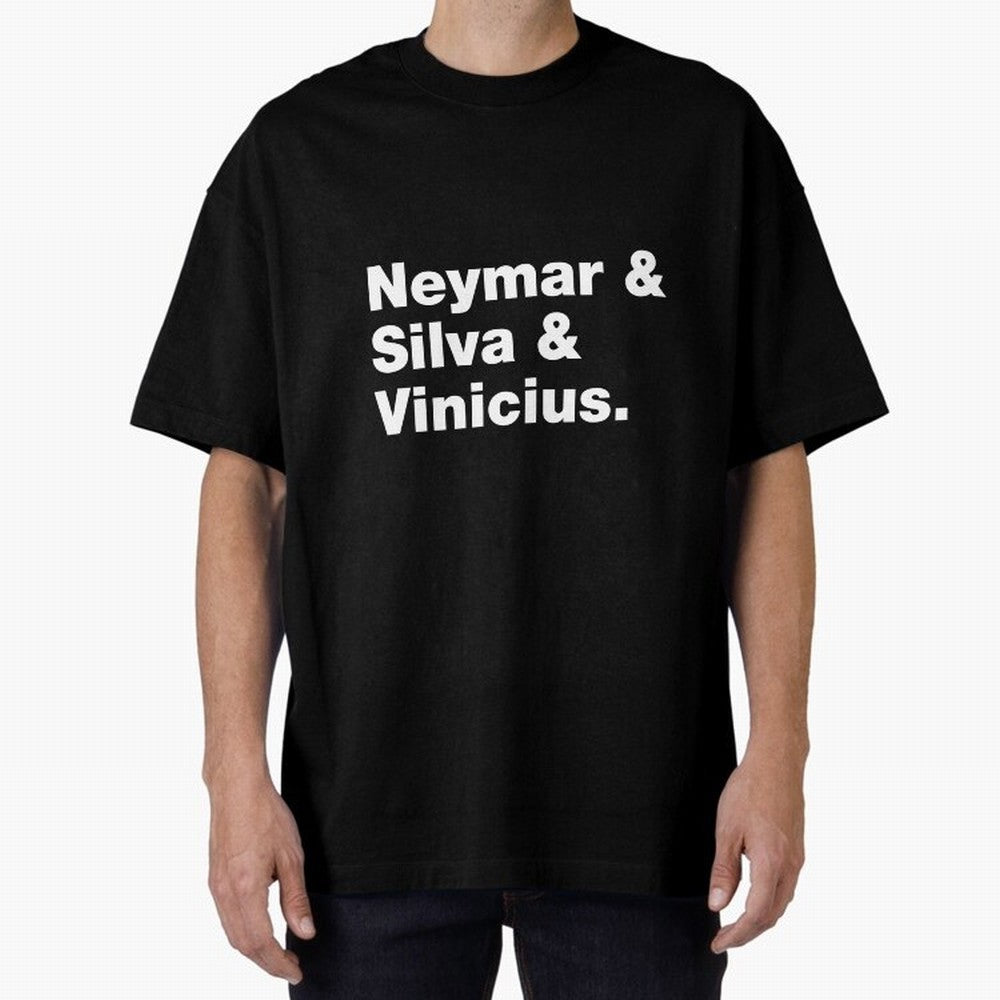 Neymar + Silva + Vinicius - Brazil Brazilian World Cup Squad Team Players Football Soccer Qatar WC 22 Oversized T-Shirt Celebrate Classic Football Spirit in FIFA World Cup 2026 Built around Cristiano Ronaldo, Argentina and Brazil Energy, Vintage