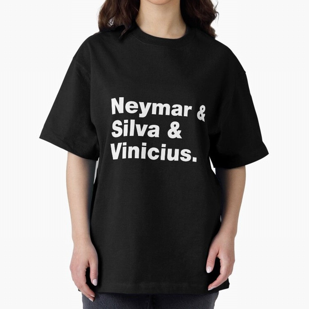 Neymar + Silva + Vinicius - Brazil Brazilian World Cup Squad Team Players Football Soccer Qatar WC 22 Oversized T-Shirt Celebrate Classic Football Spirit in FIFA World Cup 2026 Built around Cristiano Ronaldo, Argentina and Brazil Energy, Vintage