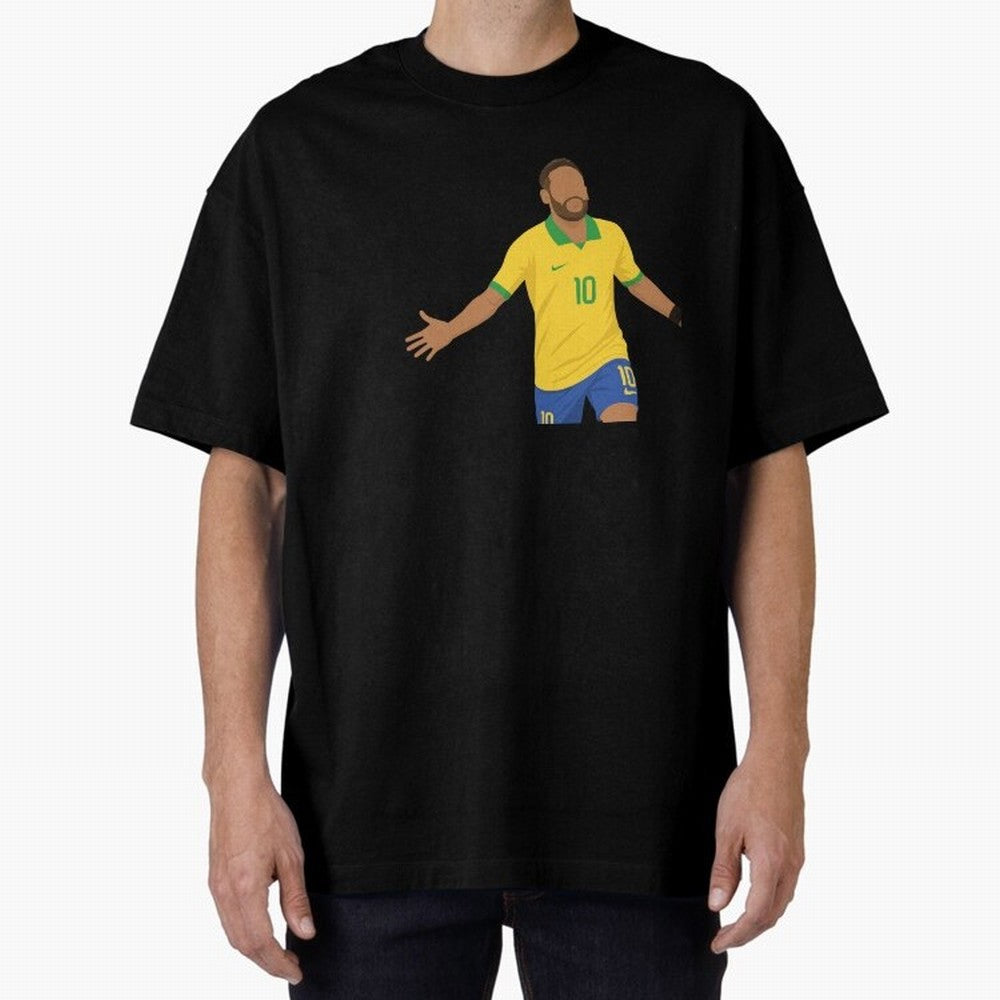 Neymar Jr in Yellow Glory Sticker Oversized T-Shirt Turn Up for Match Day Hype around FIFA World Cup 2026 USA Canada Mexico, Messi, Neymar and Mbappe, Spain, Sports Nostalgia, International Competition, Famous Players and Unforgettable Victories;