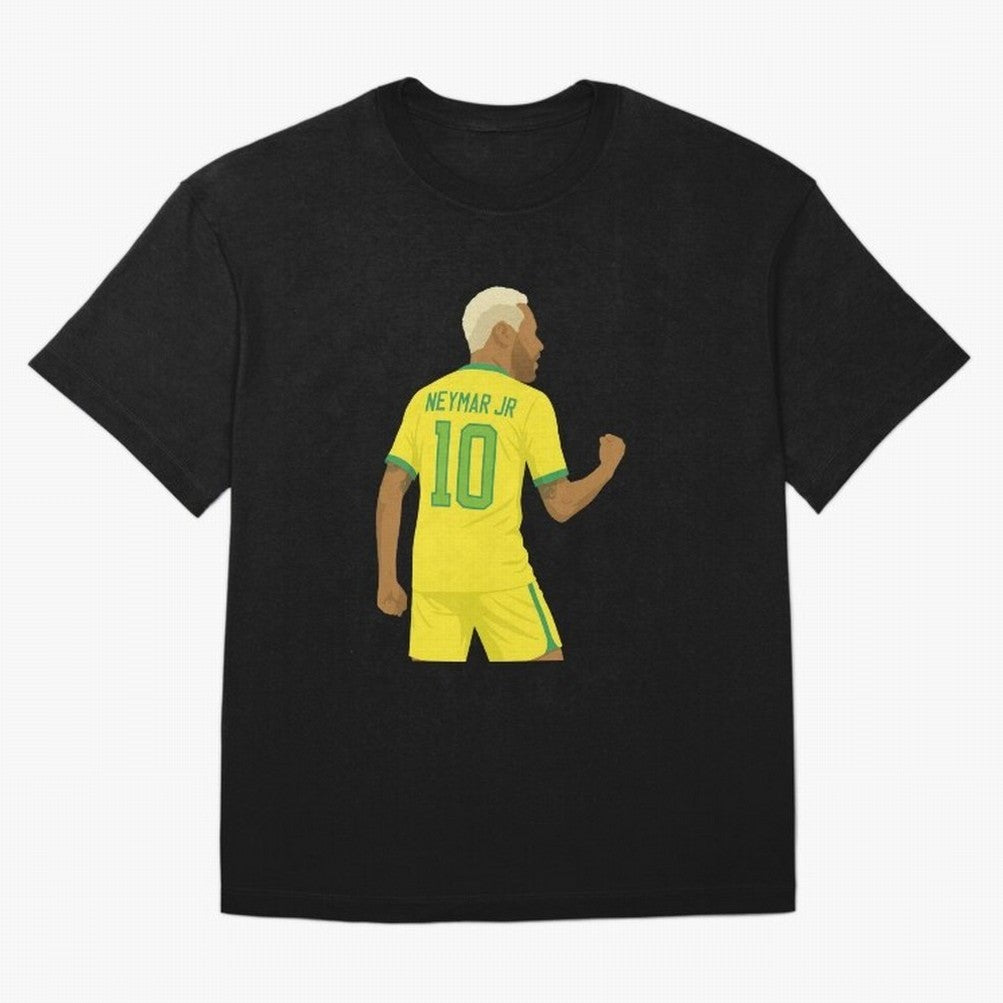 Neymar Jr in Yellow Glory Sticker Oversized T-Shirt Follow the Final Road of FIFA World Cup 2026 for Fans of Mbappe and Argentina, France and Brazil, Bringing Sports Nostalgia, International Competition, Famous Players and Unforgettable Victories;