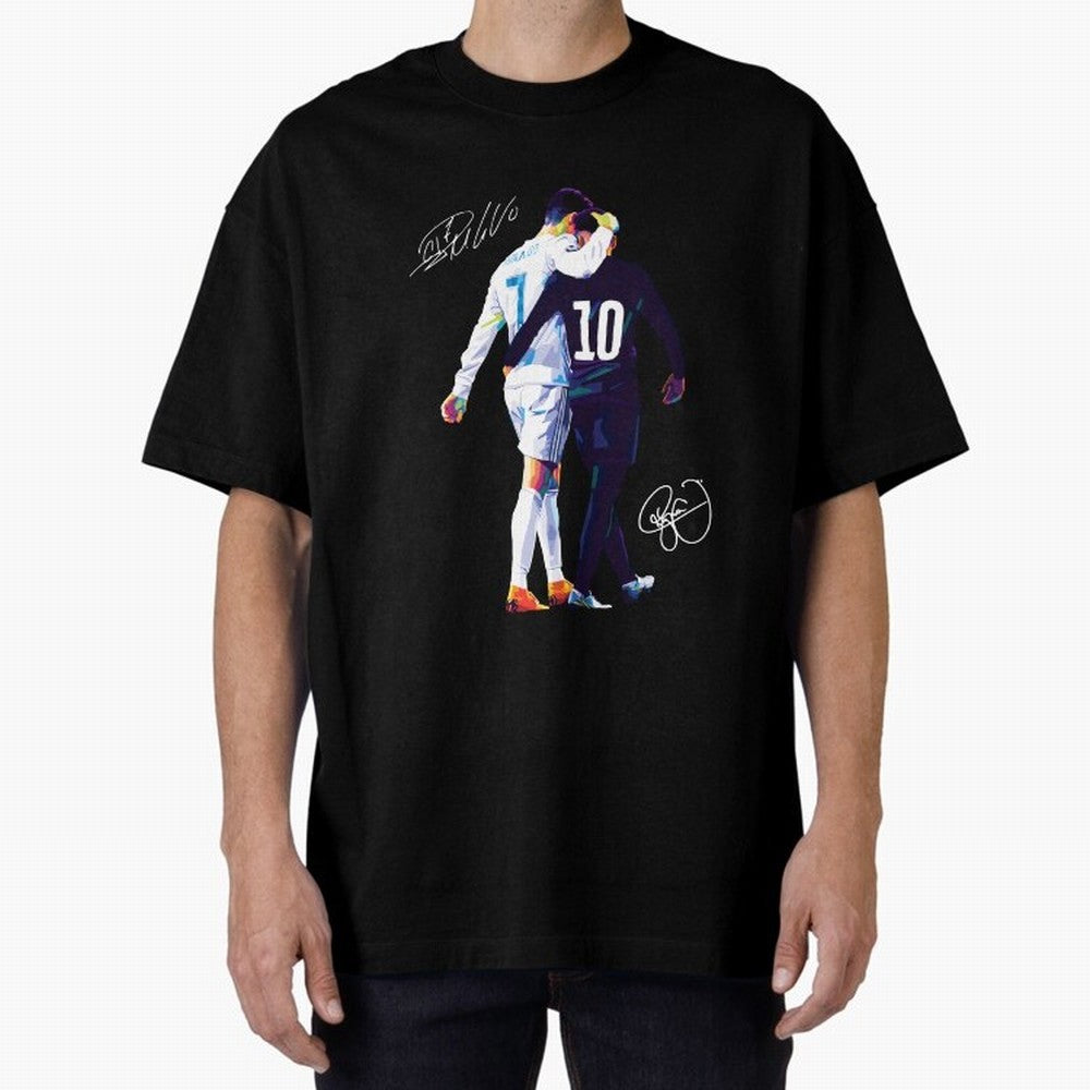 Cristiano Ronaldo and Neymar Jr Wpap Art Oversized T-Shirt Celebrate the Biggest Stage of the FIFA World Cup 2026 Group Stage Journey through Neymar Highlights, England and Germany Pride, Sports Nostalgia, International Competition, Famous Players