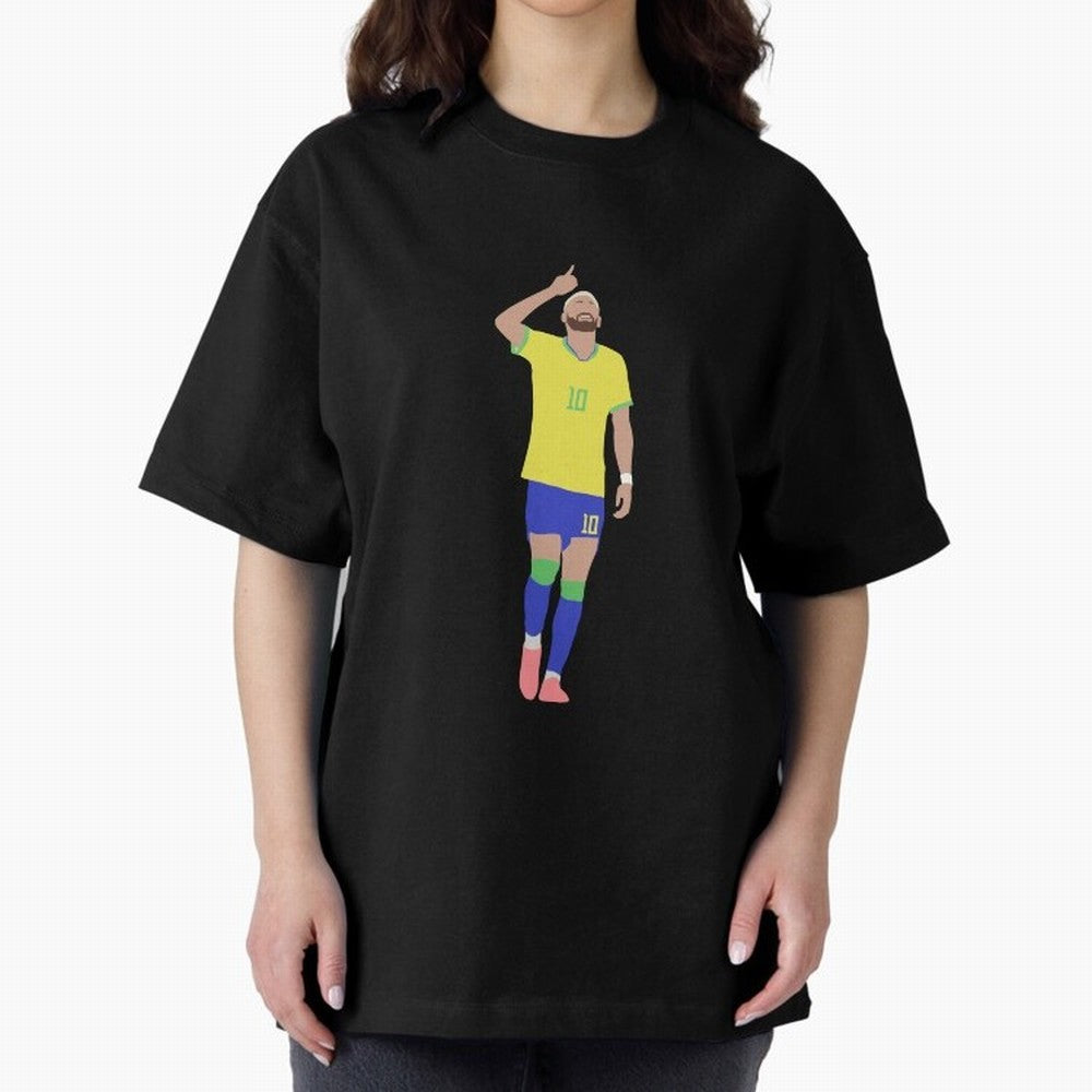 Neymar Brazil Football Captain Oversized T-Shirt Celebrate the Next Chapter of FIFA World Cup 2026 Group Stage Spirit, Highlighting Spain, Messi, Neymar and Mbappe, Stadium Memories, Football Loyalty, International Chants and Championship