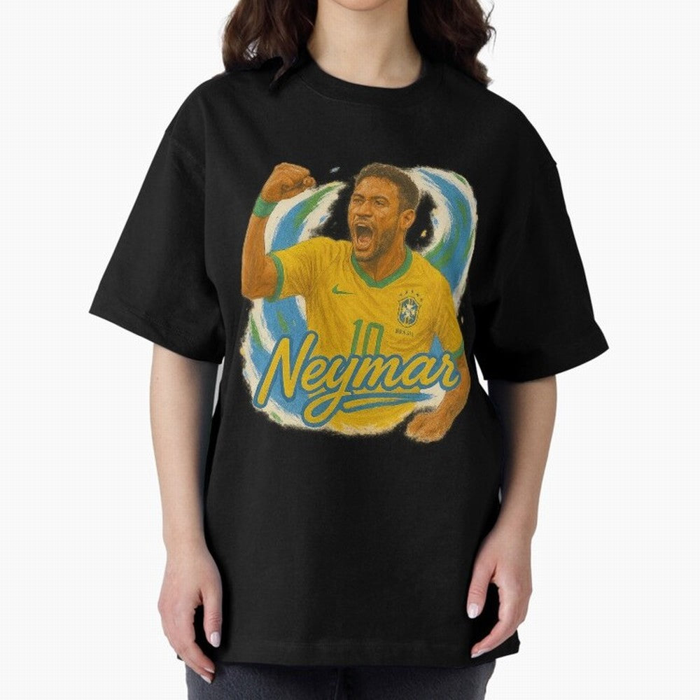 Neymar Brazil Art ¨C Dynamic Football Superstar Tribute Design	 Oversized T-Shirt Wear the Spirit of FIFA World Cup 2026 USA Canada Mexico Filled with Mbappe and Neymar, Argentina, France and Brazil Energy, Stadium Chants, National Pride, Trophy