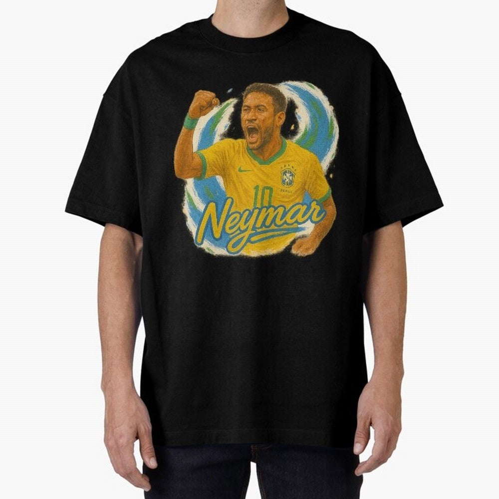 Neymar Brazil Art ¨C Dynamic Football Superstar Tribute Design	 Oversized T-Shirt Wear the Spirit of FIFA World Cup 2026 USA Canada Mexico Filled with Mbappe and Neymar, Argentina, France and Brazil Energy, Stadium Chants, National Pride, Trophy