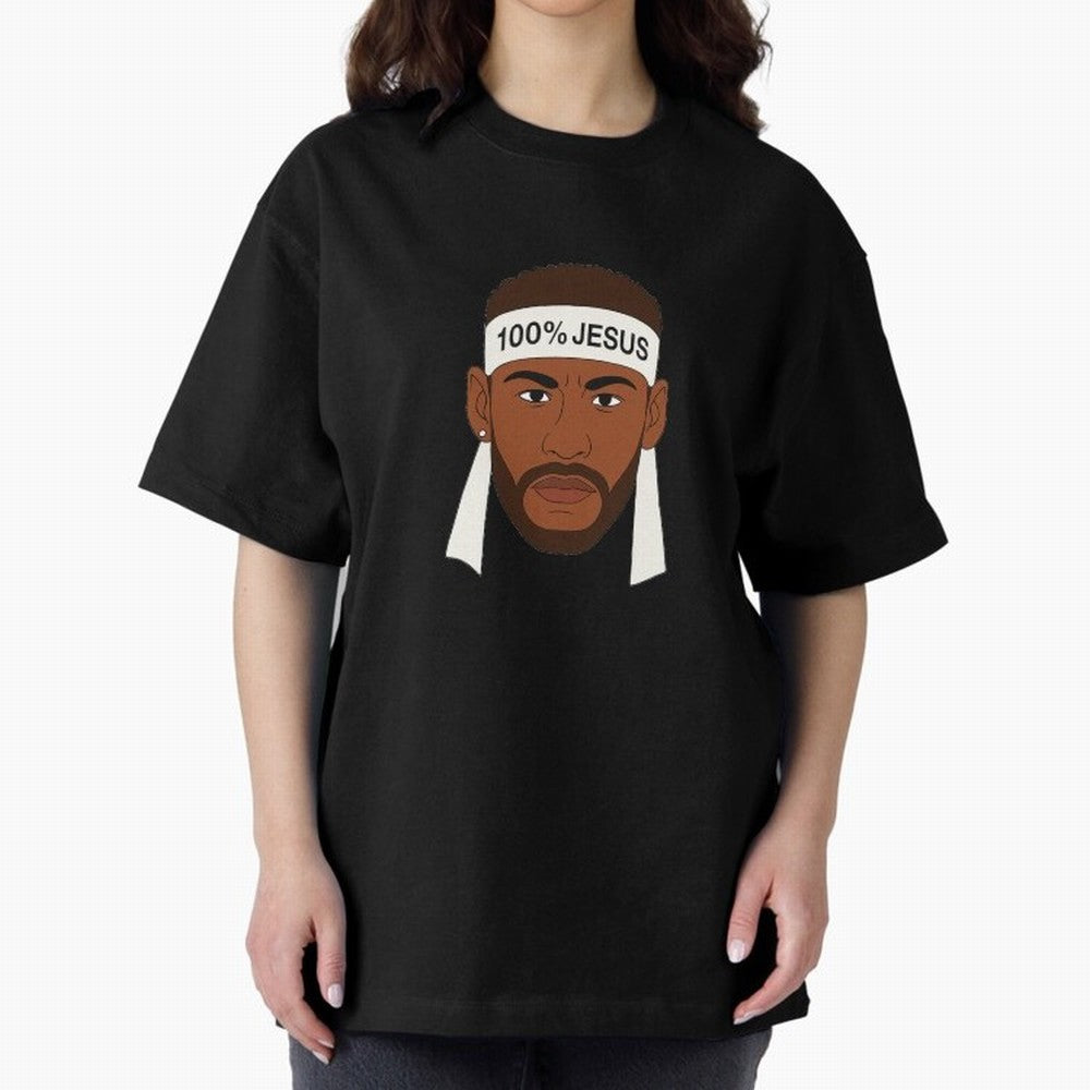 100% JESUS Neymar Inspired Minimalist Art Oversized T-Shirt Embrace Match Day Hype around FIFA World Cup 2026, Messi, England and Germany, Fan Favorite Moments, National Team Passion, Big Match Drama and Soccer History; Built for Supporters Chasing