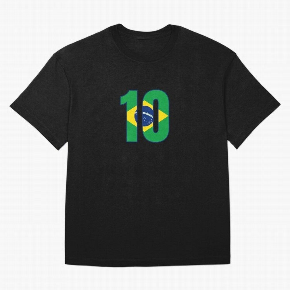 10 - Neymar JR - Brazil Flag Classic T-Shirt Represent the Passion of Global Football Passion for FIFA World Cup 2026, Inspired by Neymar, Haaland and Cristiano Ronaldo, France and Portugal, Championship Spirit, Famous Goals, Roaring Crowds and