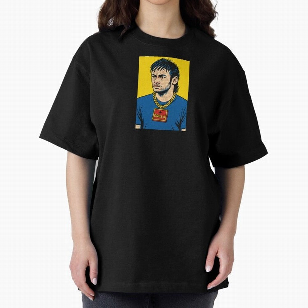 Drilla Clothing Neymar Popart Print T Shirt Oversized T-Shirt Make Game Day About the FIFA World Cup 2026 Group Stage Journey through Mbappe and Neymar Highlights, England and Germany Pride, Goal Celebration Energy, Supporter Heritage, Football