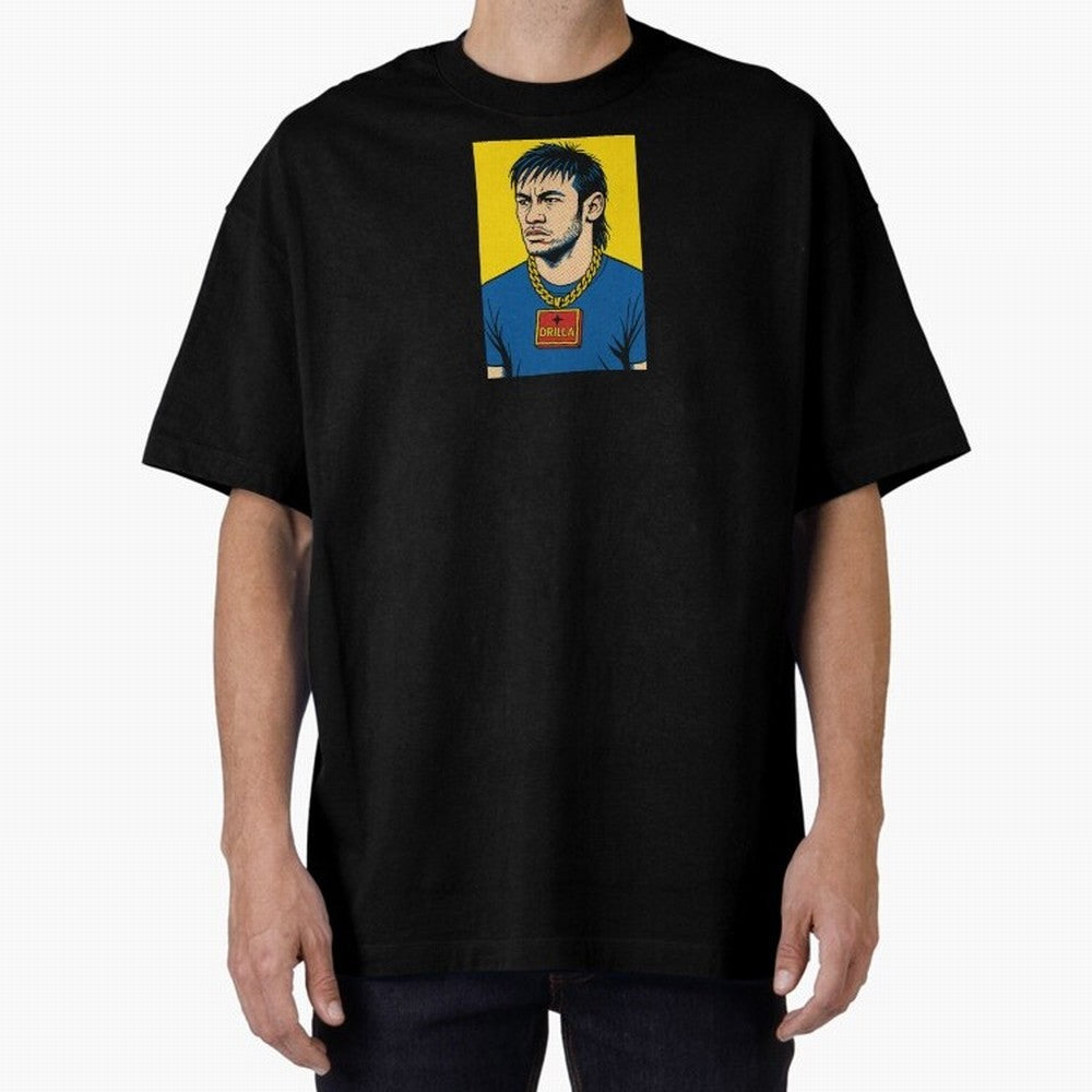 Drilla Clothing Neymar Popart Print T Shirt Oversized T-Shirt Make Game Day About the FIFA World Cup 2026 Group Stage Journey through Mbappe and Neymar Highlights, England and Germany Pride, Goal Celebration Energy, Supporter Heritage, Football