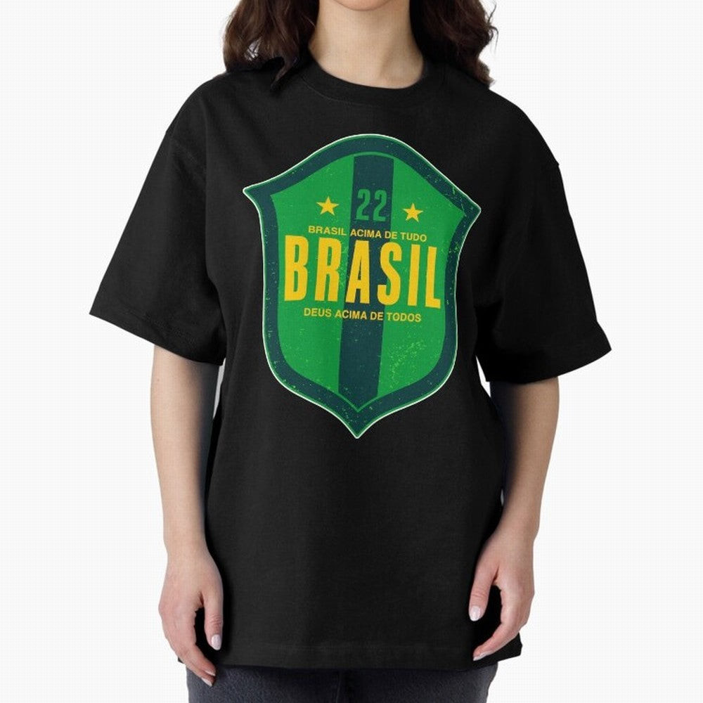 BRAS?O BRASIL 22 Oversized T-Shirt Embrace FIFA World Cup 2026 Group Stage Spirit, Filled with England, Cristiano Ronaldo, Football History, Final Match Energy, Crowd Noise and Once in a Lifetime Moments; Built for Supporters Chasing Trophy Dreams,
