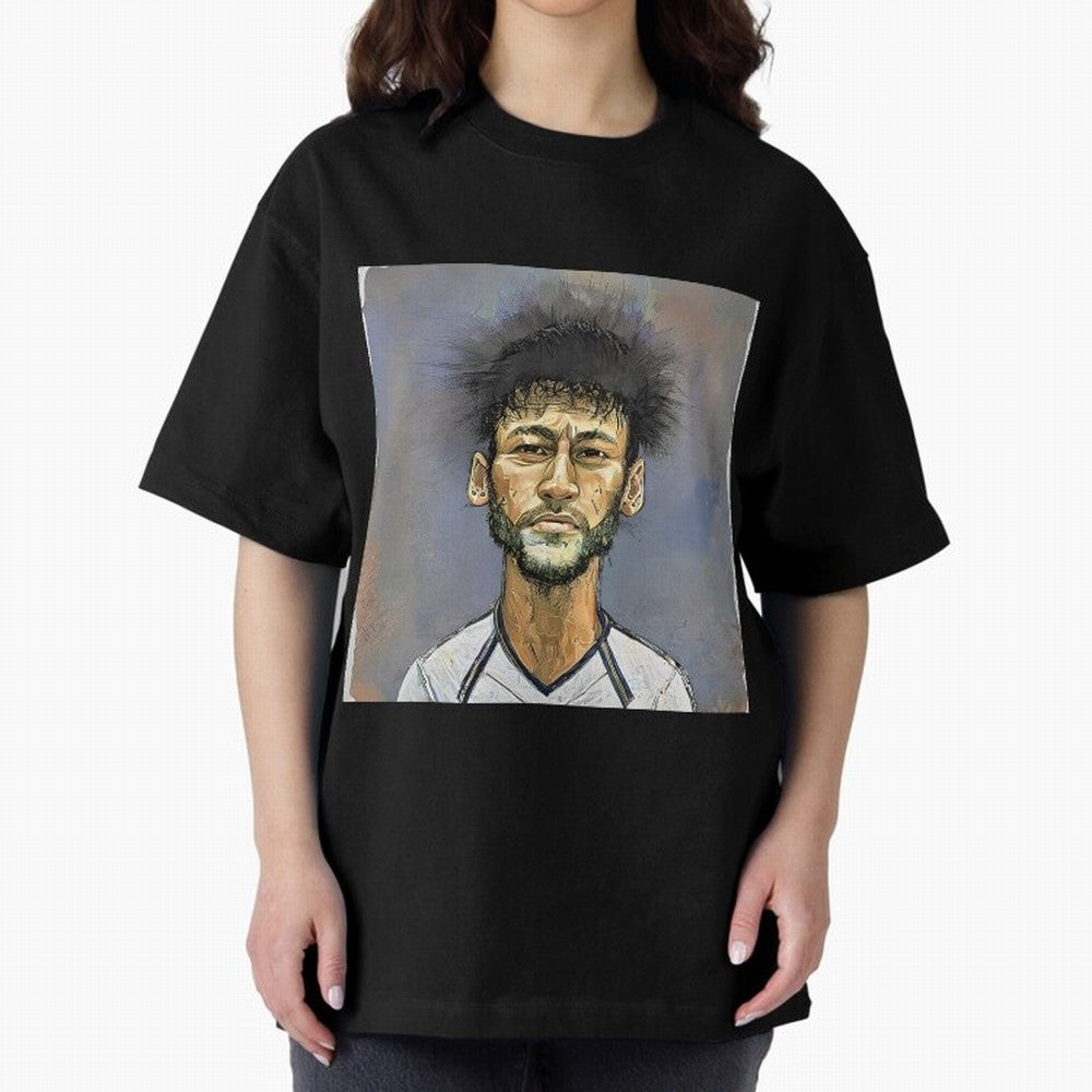 Portrait of neymar Oversized T-Shirt Support FIFA World Cup 2026 Spirit, Celebrating England, France and Netherlands, Cristiano Ronaldo, Haaland and CR7, Global Supporter Spirit, Legendary Goals, National Colors and Tournament Celebration; Ideal