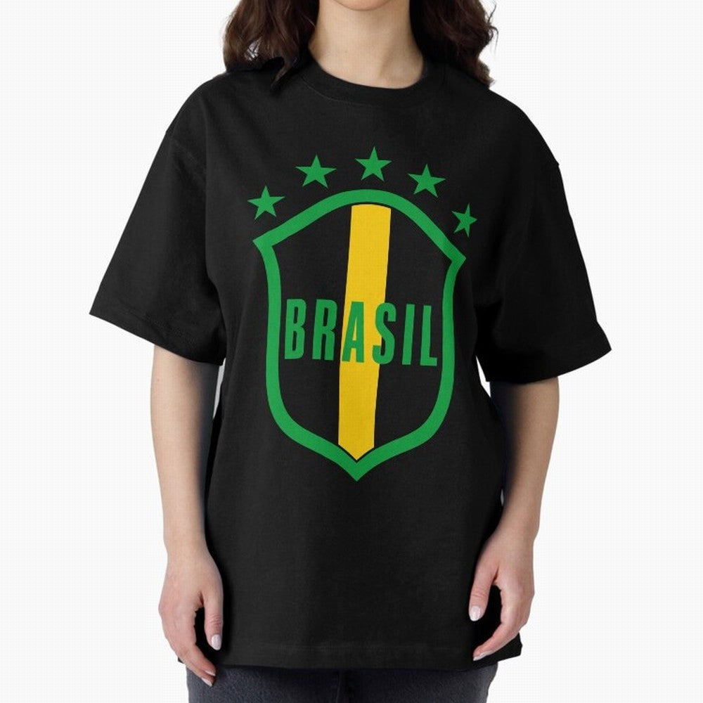 BRASIL LOGO 002 Oversized T-Shirt Back the Journey through FIFA World Cup 2026 Group Stage for Fans of Haaland and Mbappe and Spain, Bringing Champion Mindset, Group Stage Buzz, Knockout Tension and Passionate Fan Culture; Perfect for People Who