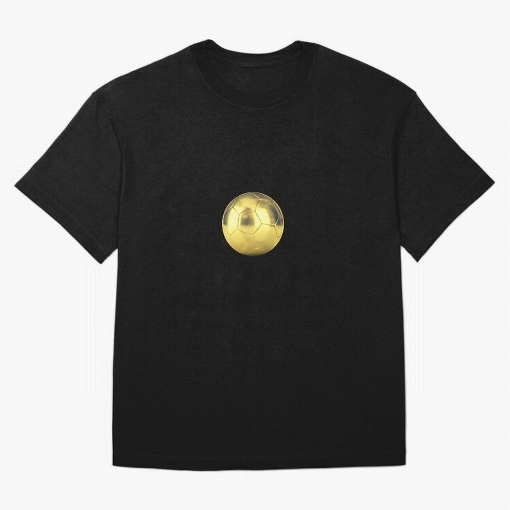 Gold Football | Golden Football Good Quality Oversized T-Shirt Show Up for the Glory of FIFA World Cup 2026 for Fans of Messi and Cristiano Ronaldo and Brazil, Bringing Sports Nostalgia, International Competition, Famous Players and Unforgettable