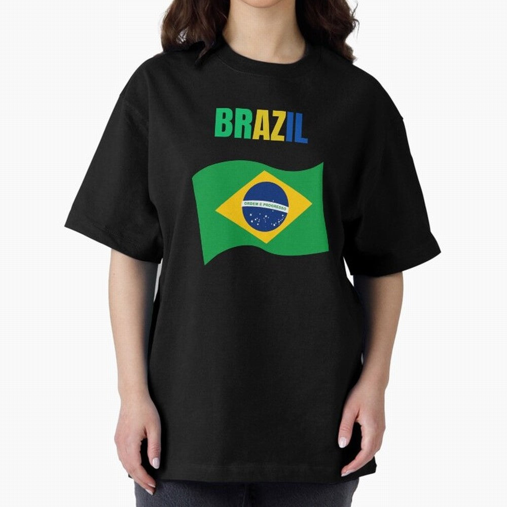 I love Brazil Oversized T-Shirt Honor Football Greatness during Match Day Hype around FIFA World Cup 2026, Mbappe, Portugal, Spain and Germany, Soccer Culture, Superstar Moments, National Team Dreams and Competitive Fire; Ideal for Fans Who Follow