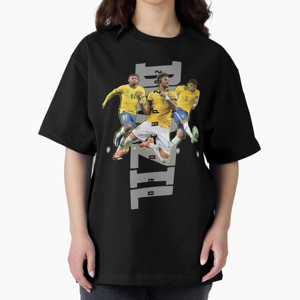 Brazil World cup 2022 Oversized T-Shirt Bring Retro Soccer Energy to FIFA World Cup 2026 USA Canada Mexico Spirit, Inspired by Portugal, Spain and Germany, Mbappe and Neymar, Soccer Culture, Superstar Moments, National Team Dreams and Competitive