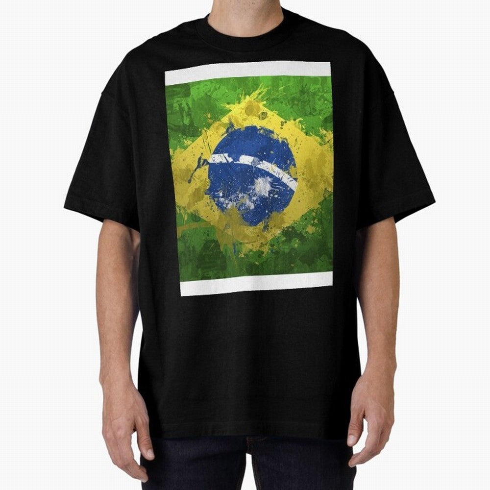 Brasilian Flag Face Mask Graphic T-Shirt Show Passion for the Stars of Global Football Passion for FIFA World Cup 2026, Capturing Messi, Argentina and Brazil, Game Day Rituals, Football Legends, Country Pride and the Road to the Final; Made for