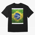 Brasilian Flag Face Mask Graphic T-Shirt Show Passion for the Stars of Global Football Passion for FIFA World Cup 2026, Capturing Messi, Argentina and Brazil, Game Day Rituals, Football Legends, Country Pride and the Road to the Final; Made for