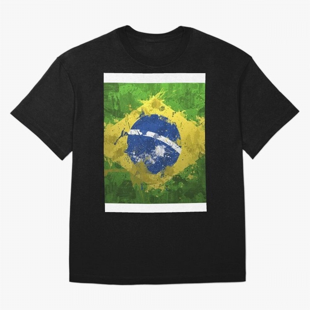Brasilian Flag Face Mask Graphic T-Shirt Show Passion for the Stars of Global Football Passion for FIFA World Cup 2026, Capturing Messi, Argentina and Brazil, Game Day Rituals, Football Legends, Country Pride and the Road to the Final; Made for