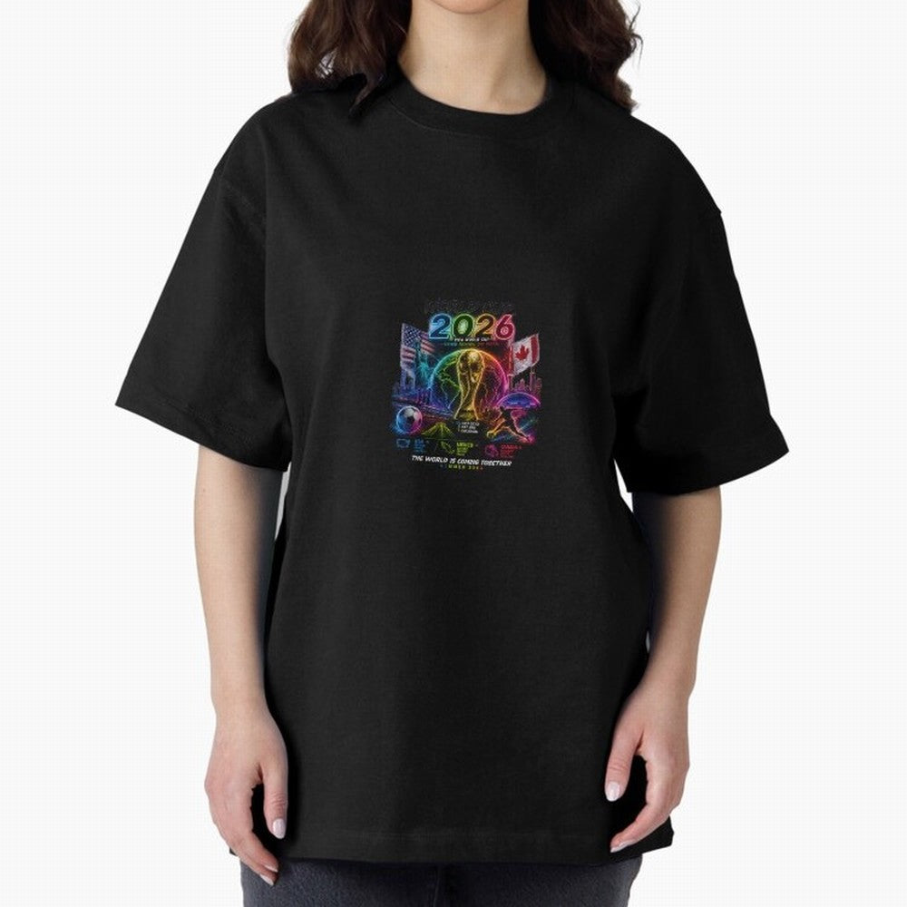 World Cup 2026 ¨C United Passion ?? | Neon Football Design Classic T-Shirt Upgrade Global Football Passion for FIFA World Cup 2026 Group Stage, Celebrating Cristiano Ronaldo, Haaland and CR7, Argentina and Brazil, Stadium Memories, Football