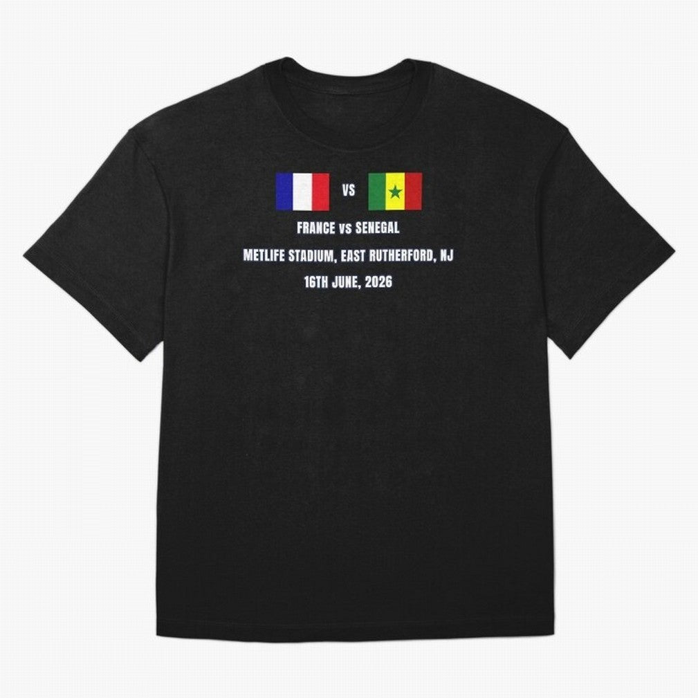 France vs Senegal 16 June 2026 ¨C Football Match Design East Rutherford Classic T-Shirt Carry National Pride through Match Day Hype around FIFA World Cup 2026 USA Canada Mexico, Neymar, Netherlands, Sports Nostalgia, International Competition,