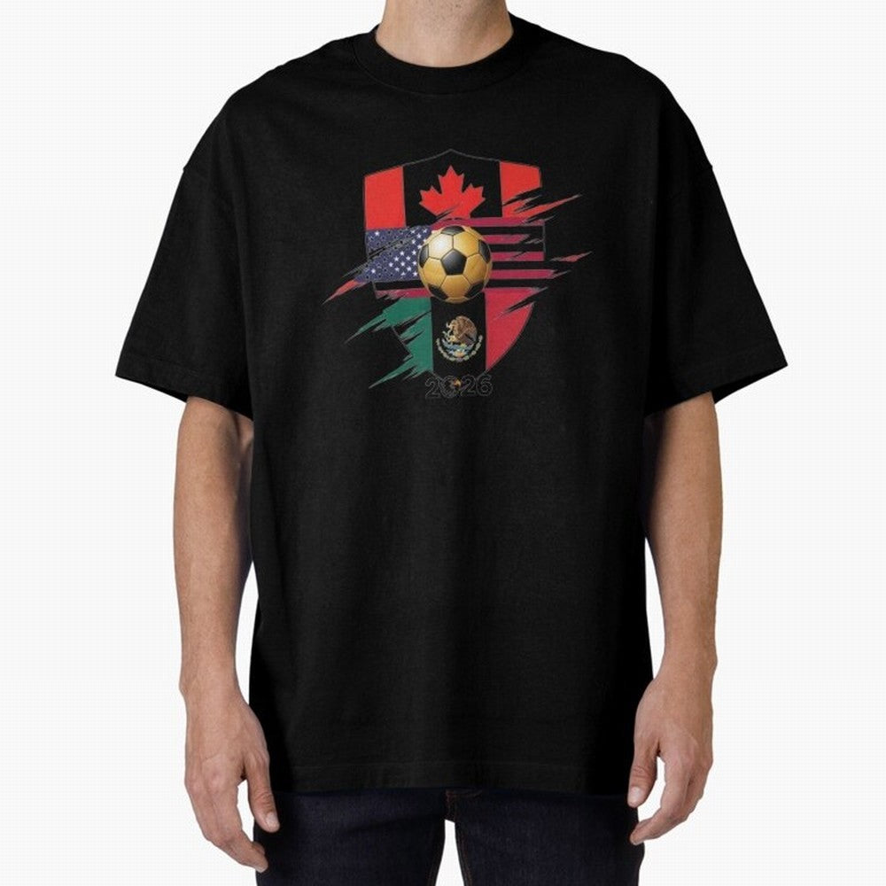 Golden Soccer Ball 2026 Host Nations Emblem Classic T-Shirt Keep the Legacy of FIFA World Cup 2026 Group Stage Driven by Messi, CR7 and Mbappe, Brazil Energy, Champion Mindset, Group Stage Buzz, Knockout Tension and Passionate Fan Culture; Ideal