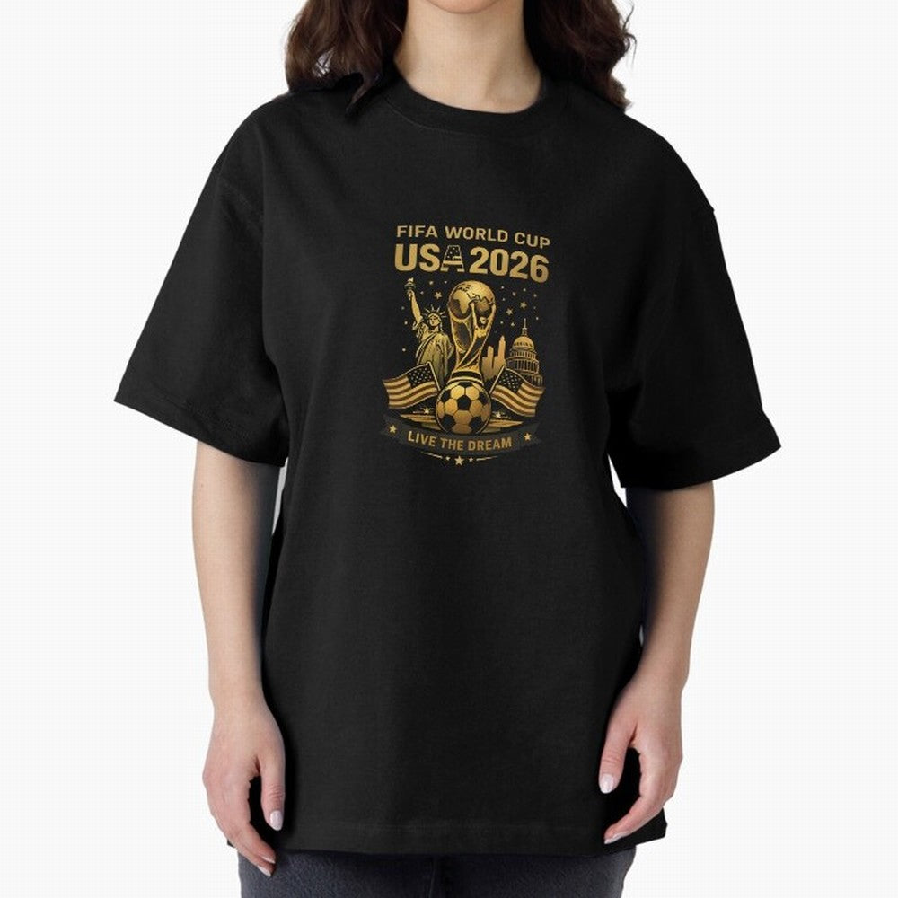 Fifa World Cup USA 2026 Gold Soccer Football Classic T-Shirt Enjoy the Biggest Football Party of Global Football Passion for FIFA World Cup 2026, Featuring Mbappe and Neymar, Spain and Netherlands, Stadium Chants, National Pride, Trophy Dreams and