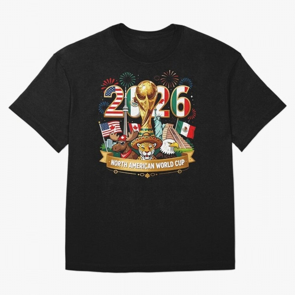 World Cup 2026 North America USA Canada Mexico Soccer Fan Classic T-Shirt Show Passion for the Stars of FIFA World Cup 2026 for Fans of Messi and Cristiano Ronaldo and Brazil, Portugal and Argentina, Bringing Football Festival Excitement, Trophy