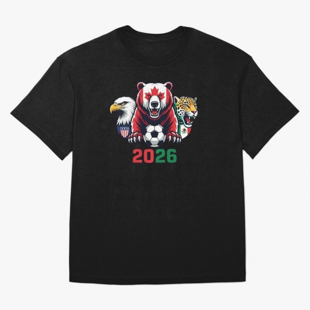 World Cup 2026 USA Canada Mexico Host Mascots Classic T-Shirt Carry the Dream of FIFA World Cup 2026 USA Canada Mexico for Fans of Messi, CR7 and Mbappe and Spain and Netherlands, Bringing Soccer Culture, Superstar Moments, National Team Dreams and