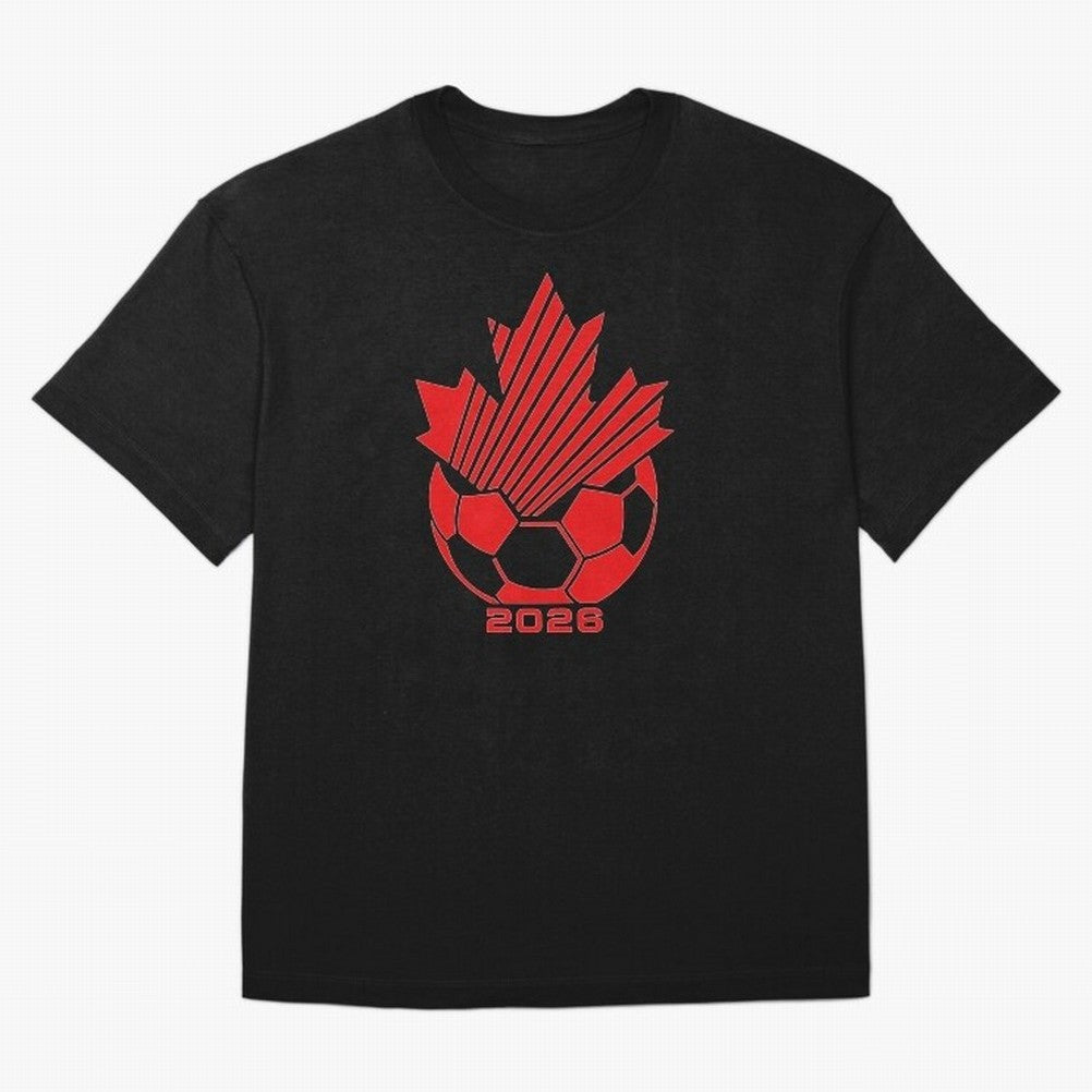 Red Maple Leaf Soccer 2026 Emblem Classic T-Shirt Show Support during Global Football Passion for FIFA World Cup 2026 Group Stage, Driven by Messi, Neymar and Mbappe, Spain, Global Supporter Spirit, Legendary Goals, National Colors and Tournament