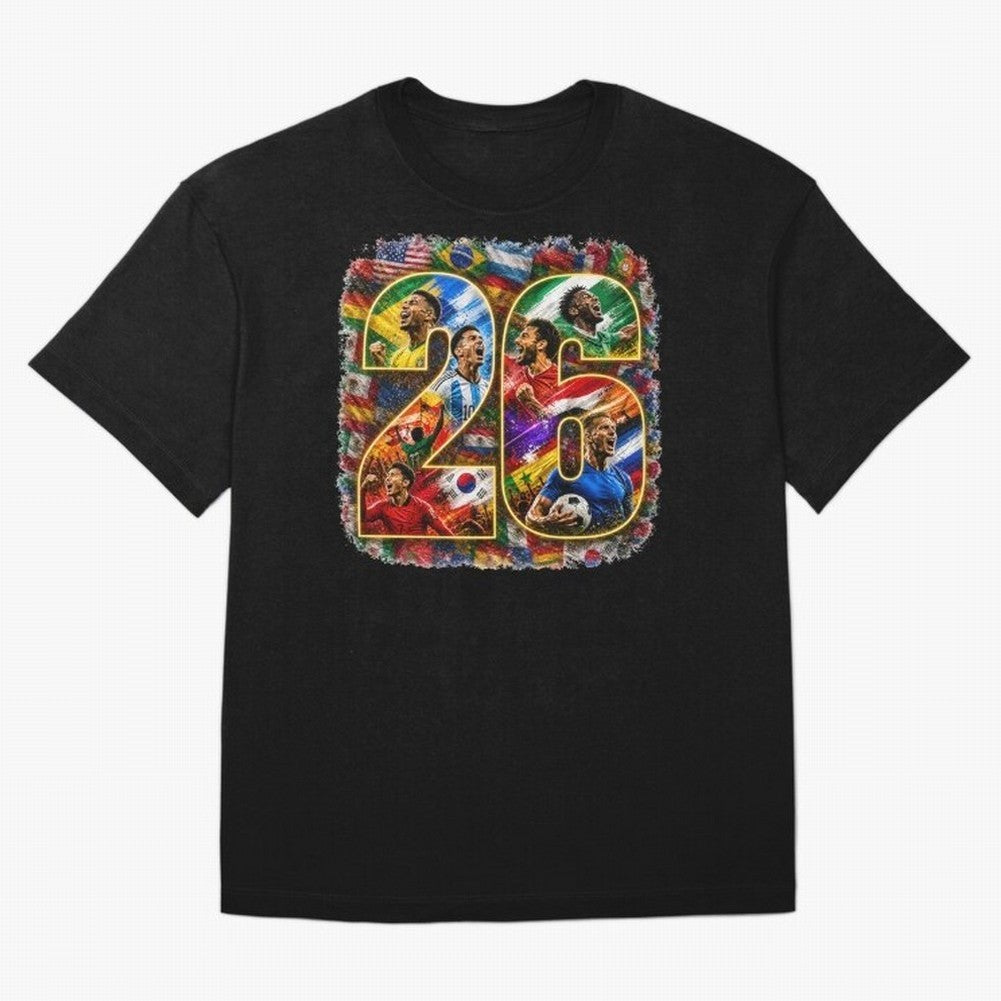International Global Flags Soccer Football Classic T-Shirt Represent FIFA World Cup 2026 Built around Neymar, Haaland and Cristiano Ronaldo, Portugal, Spain and Germany Energy, Worldwide Fan Energy, Dramatic Goals, Stadium Lights and Championship