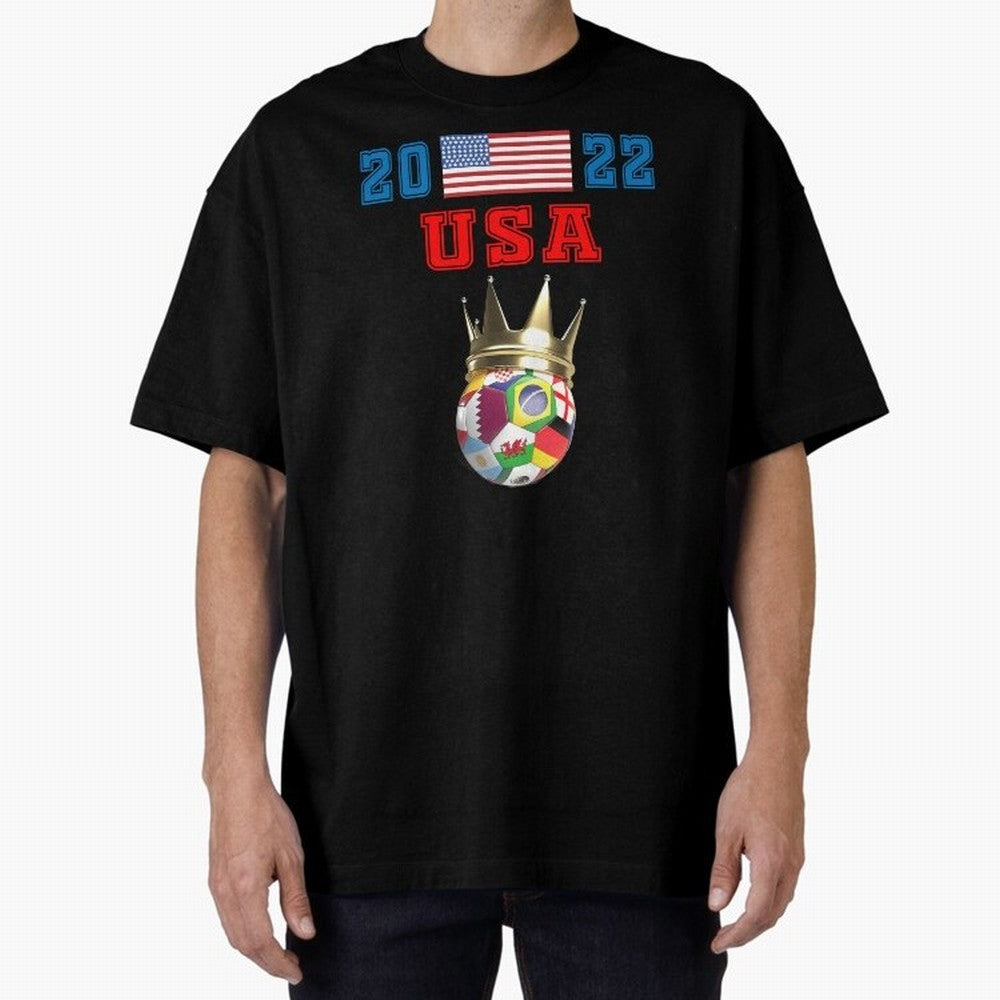 Keep Calm and support USA Football Flag Soccer Jersey Classic T-Shirt Enjoy FIFA World Cup 2026 USA Canada Mexico Spirit, Connected to Portugal, CR7 and Messi, Vintage Soccer Flavor, Modern Football Stars, National Flags and Final Night Emotion;