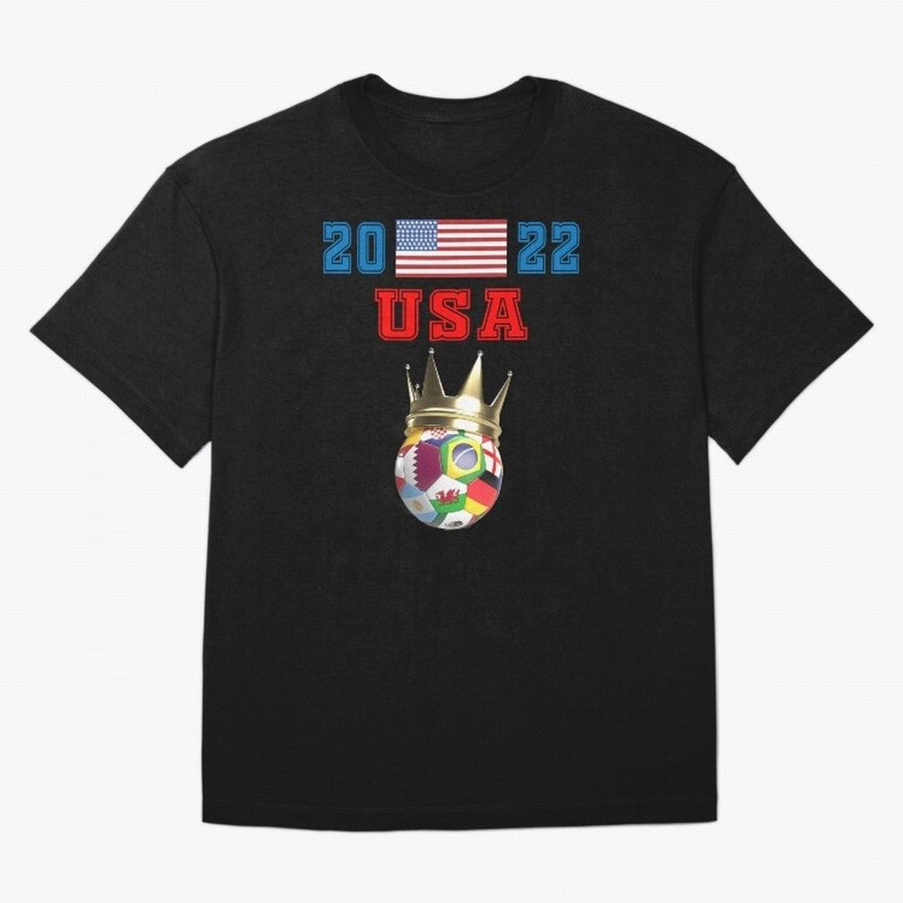 Keep Calm and support USA Football Flag Soccer Jersey Classic T-Shirt Enjoy FIFA World Cup 2026 USA Canada Mexico Spirit, Connected to Portugal, CR7 and Messi, Vintage Soccer Flavor, Modern Football Stars, National Flags and Final Night Emotion;