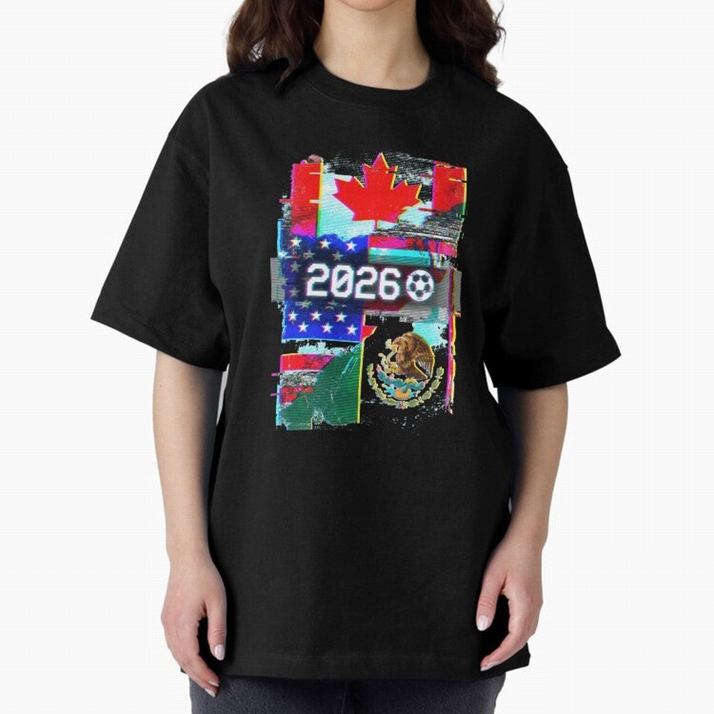 Glitched United 2026 - North America Tournament Emblem Classic T-Shirt Experience the FIFA World Cup 2026 Group Stage Journey through Messi and Cristiano Ronaldo Highlights, Argentina and Brazil Pride, Soccer Culture, Superstar Moments, National